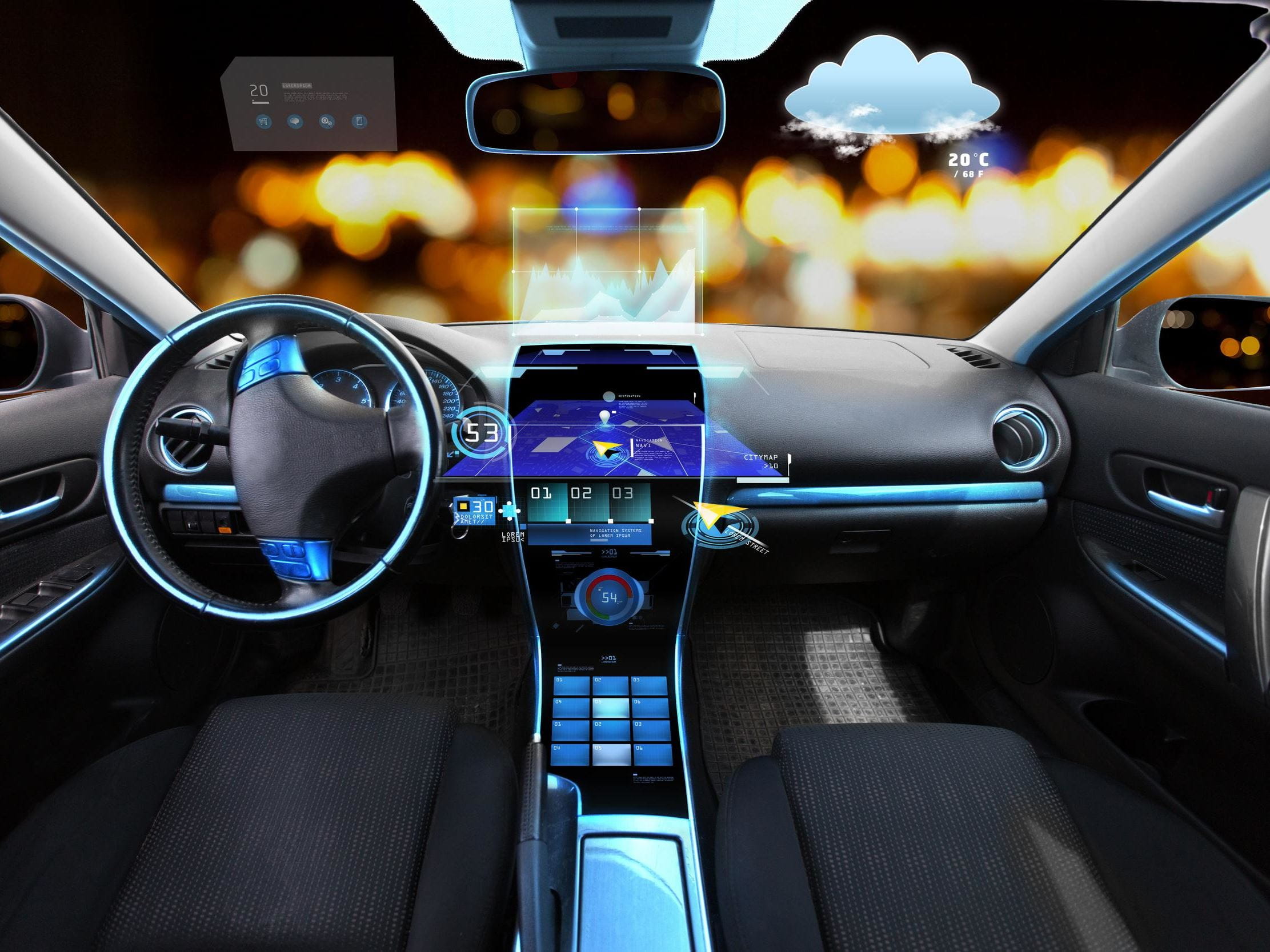 Car dashboard with navigation system